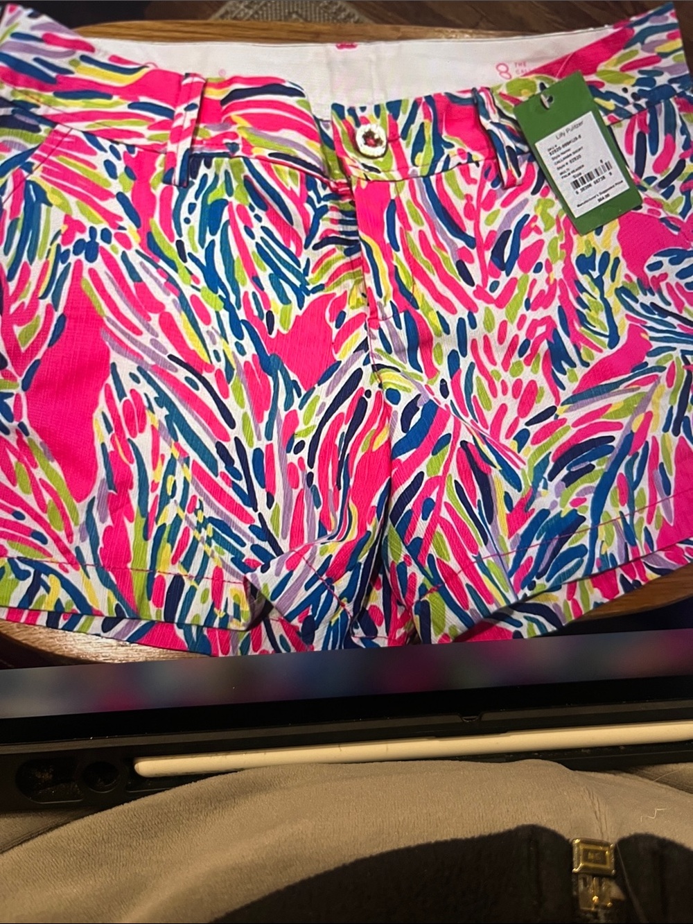 Lilly Pulitzer Hot Pink Multi Tropical Print Jean Shorts